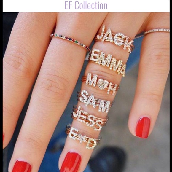 EF COLLECTION Jewelry - EF COLLECTION INITIAL STACK RING